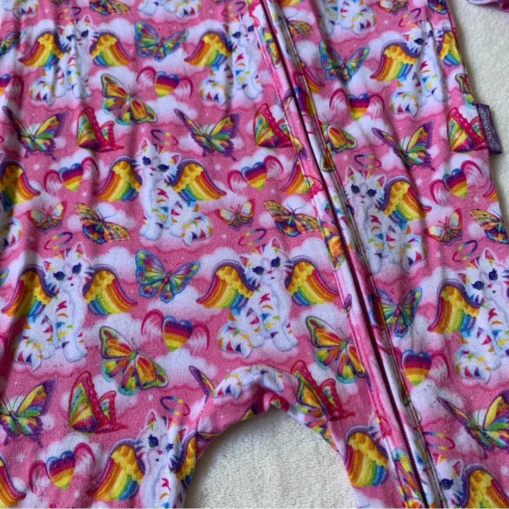 Posh Peanut Pink Lisa Frank Rainbow Zip Sleeper Size 9/12 Months - Picture 7 of 9